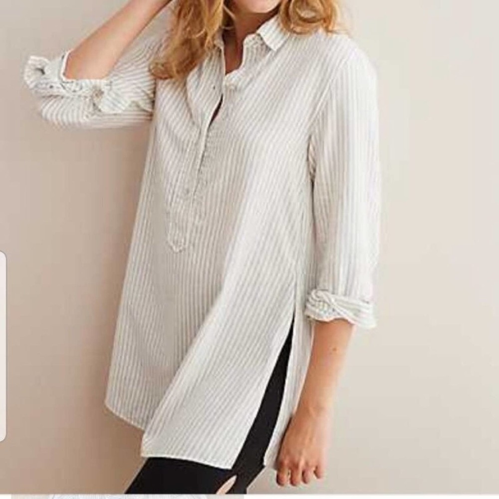Aerie LS Oxford Striped Blouse
